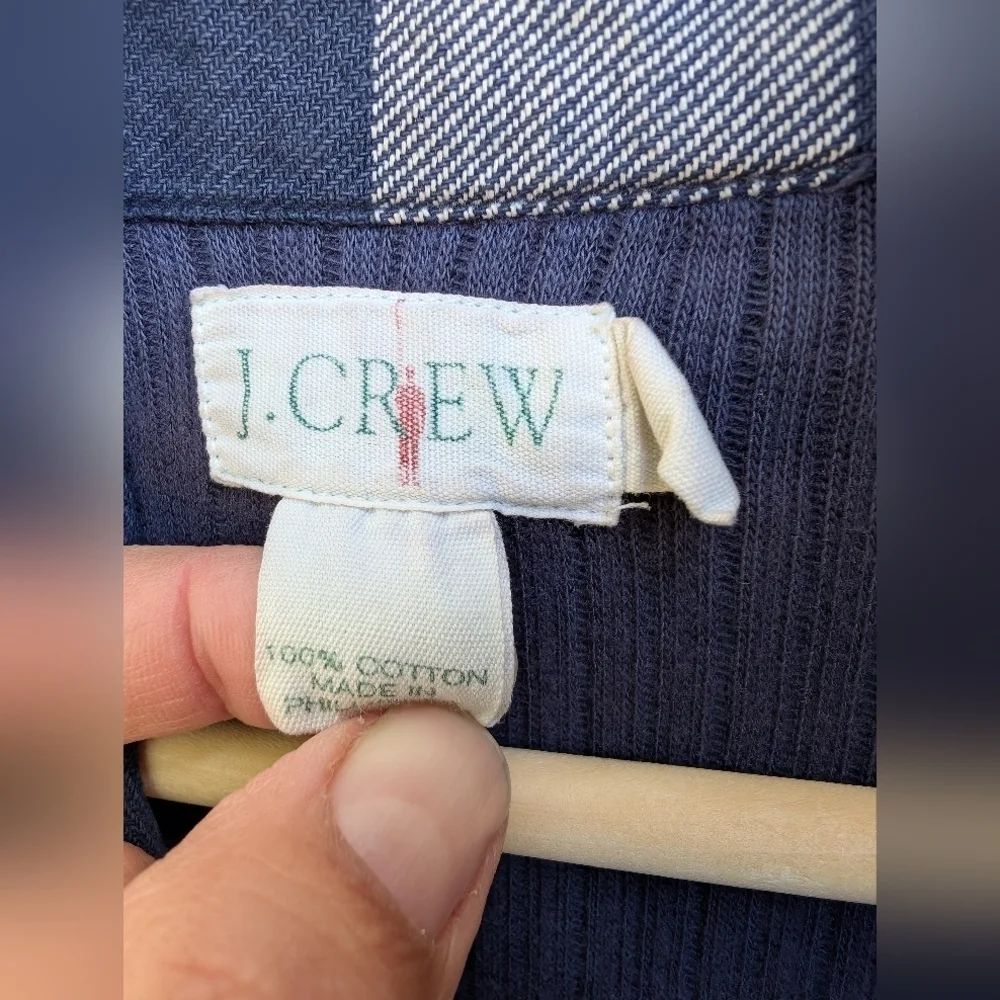 J Crew Blue Flannel Plaid Zip Front Chore Jacket Men's Size XL